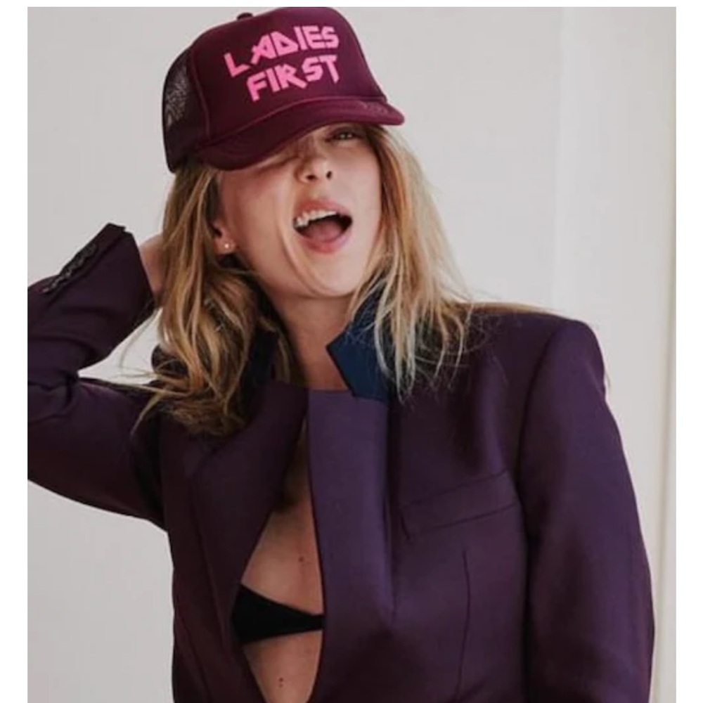 Gunner and Lux Ladies First Maroon Trucker Hat as seen in Elle Magazine one size